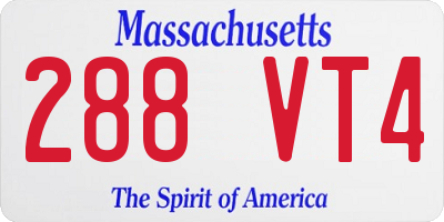 MA license plate 288VT4
