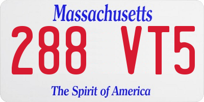 MA license plate 288VT5