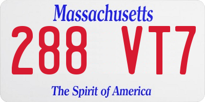 MA license plate 288VT7