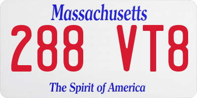 MA license plate 288VT8