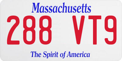 MA license plate 288VT9