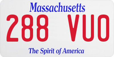 MA license plate 288VU0