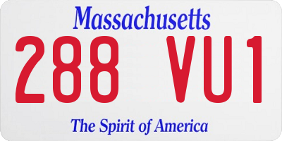 MA license plate 288VU1