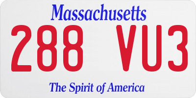 MA license plate 288VU3
