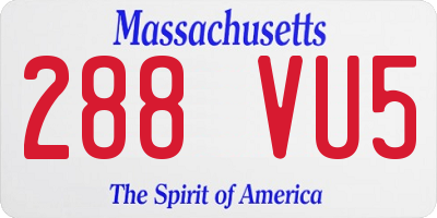 MA license plate 288VU5