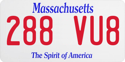 MA license plate 288VU8