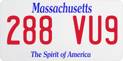 MA license plate 288VU9