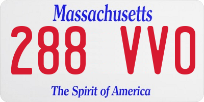 MA license plate 288VV0
