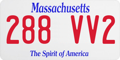 MA license plate 288VV2