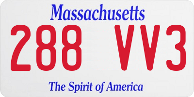 MA license plate 288VV3