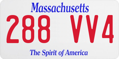 MA license plate 288VV4