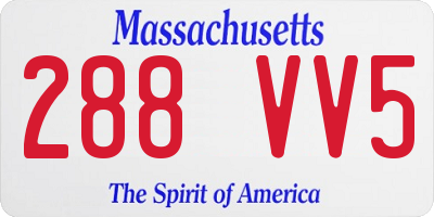 MA license plate 288VV5