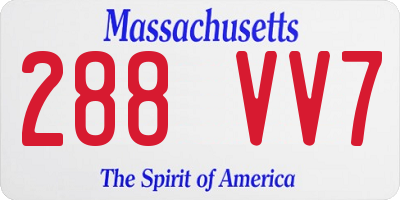MA license plate 288VV7