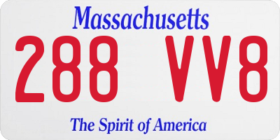 MA license plate 288VV8