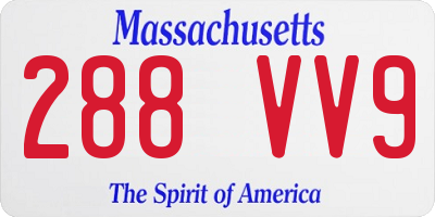 MA license plate 288VV9