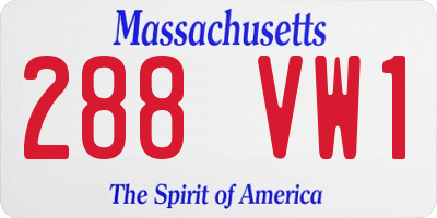 MA license plate 288VW1