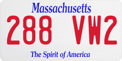 MA license plate 288VW2