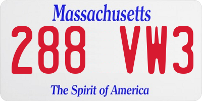 MA license plate 288VW3
