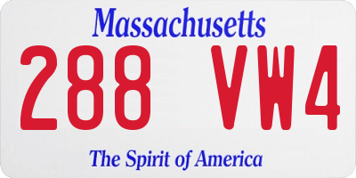 MA license plate 288VW4