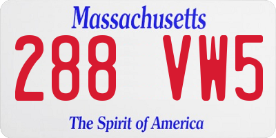 MA license plate 288VW5