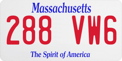 MA license plate 288VW6