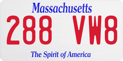 MA license plate 288VW8