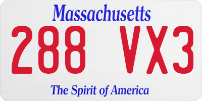MA license plate 288VX3