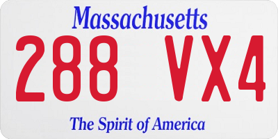 MA license plate 288VX4