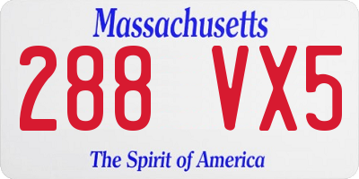 MA license plate 288VX5