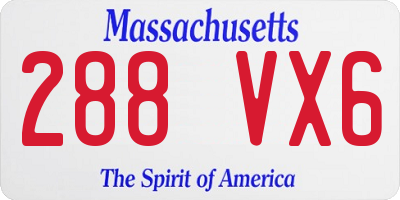 MA license plate 288VX6
