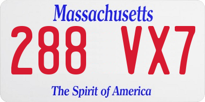 MA license plate 288VX7