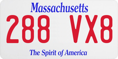 MA license plate 288VX8