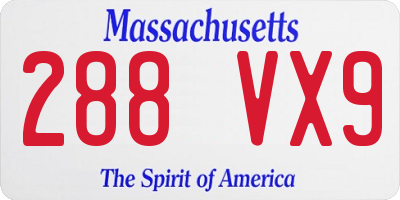MA license plate 288VX9