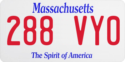 MA license plate 288VY0