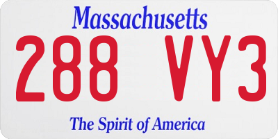 MA license plate 288VY3
