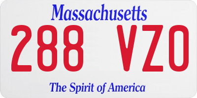 MA license plate 288VZ0