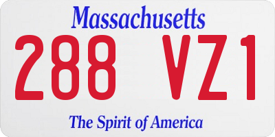 MA license plate 288VZ1