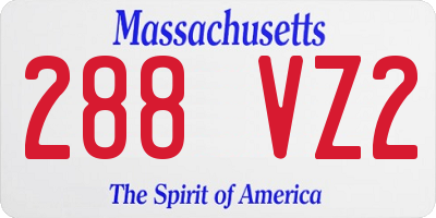 MA license plate 288VZ2