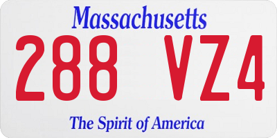 MA license plate 288VZ4