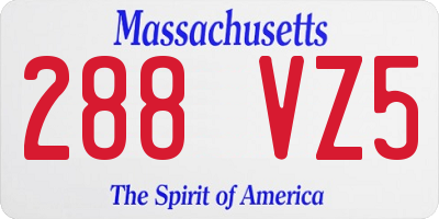 MA license plate 288VZ5