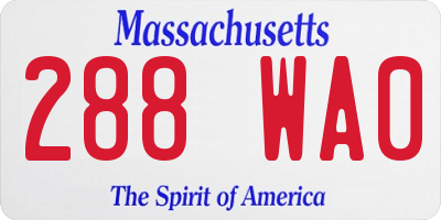 MA license plate 288WA0