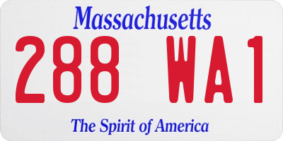 MA license plate 288WA1
