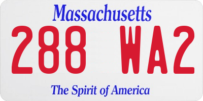 MA license plate 288WA2