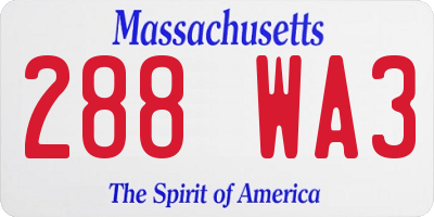 MA license plate 288WA3
