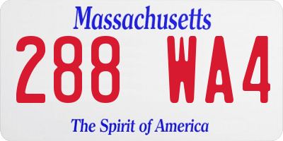 MA license plate 288WA4