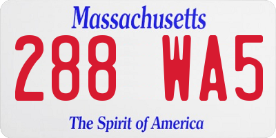 MA license plate 288WA5