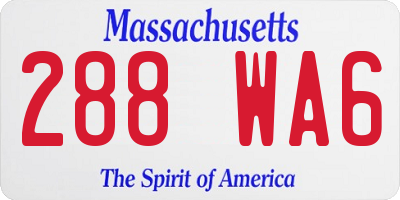 MA license plate 288WA6