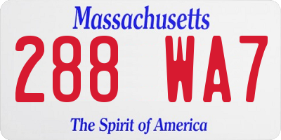 MA license plate 288WA7
