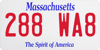 MA license plate 288WA8