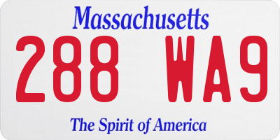 MA license plate 288WA9